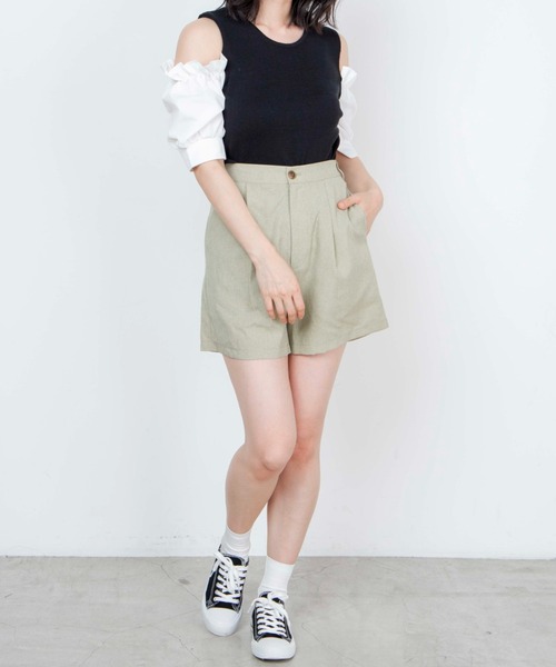 WEGO（ウィゴー）の「WEGO/リネンライクタックショートパンツ（その他パンツ・レディース・アイボリー/ピンク/ベージュ系その他2/グリーン/ベージュ系その他3・MEDIUM/SMALL）」の22枚目の写真