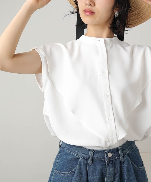 Bab（バブ）の「【WEB限定】ノースリーブラッフルブラウス（シャツ/ブラウス・レディース・ライトグレー/ベージュ/オフホワイト/ミント/ブラック・38）」の7枚目の写真