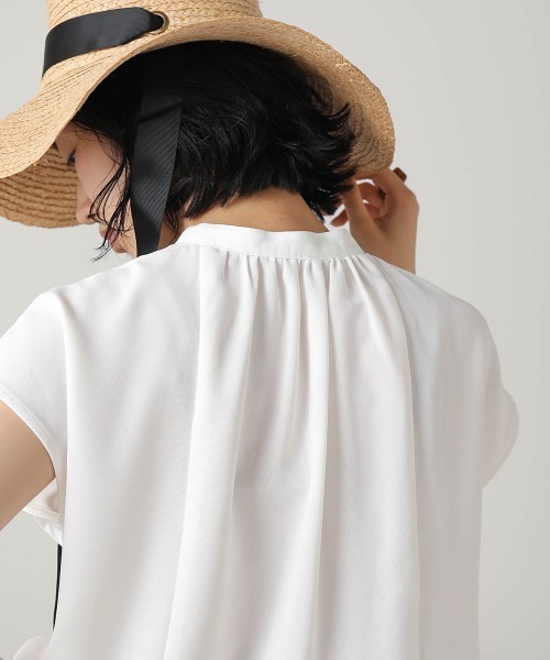 Bab（バブ）の「【WEB限定】ノースリーブラッフルブラウス（シャツ/ブラウス・レディース・ライトグレー/ベージュ/オフホワイト/ミント/ブラック・38）」の9枚目の写真