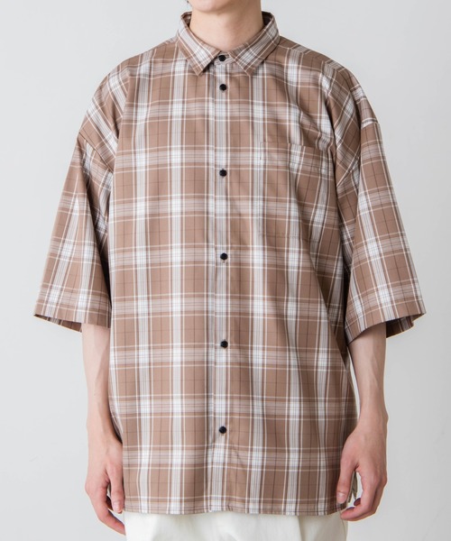 WEGO（ウィゴー）の「WEGO/レトロチェックビッグシルエット5分袖シャツ（シャツ/ブラウス・メンズ・ブラウン系その他2/ベージュ系その他2・LARGE/MEDIUM）」の20枚目の写真