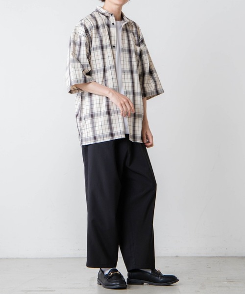 WEGO（ウィゴー）の「WEGO/レトロチェックビッグシルエット5分袖シャツ（シャツ/ブラウス・メンズ・ブラウン系その他2/ベージュ系その他2・LARGE/MEDIUM）」の16枚目の写真