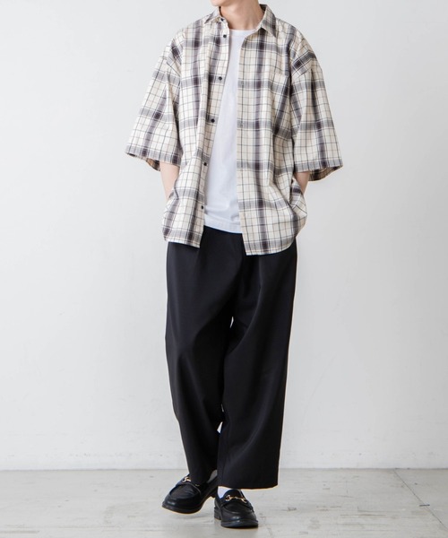 WEGO（ウィゴー）の「WEGO/レトロチェックビッグシルエット5分袖シャツ（シャツ/ブラウス・メンズ・ブラウン系その他2/ベージュ系その他2・LARGE/MEDIUM）」の17枚目の写真