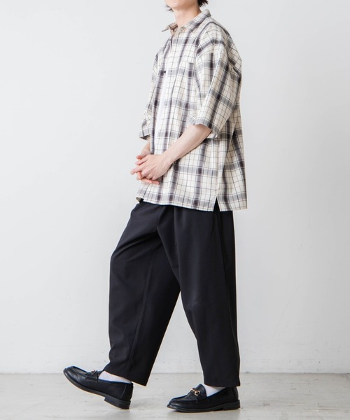 WEGO（ウィゴー）の「WEGO/レトロチェックビッグシルエット5分袖シャツ（シャツ/ブラウス・メンズ・ブラウン系その他2/ベージュ系その他2・LARGE/MEDIUM）」の18枚目の写真