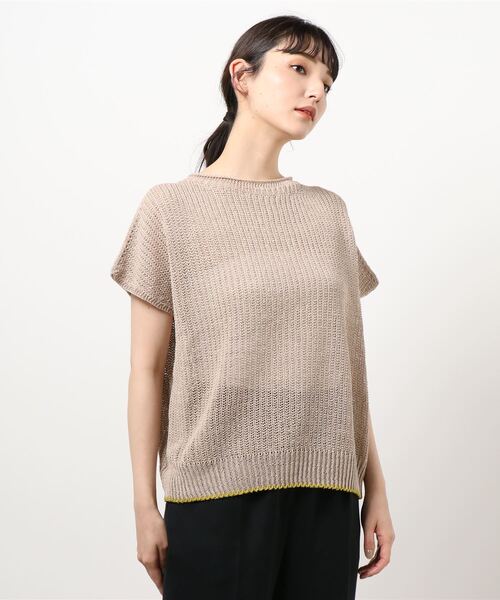 Q（キュー）の「ホールガーメント ストローヤーンニット（ニット/セーター・レディース・ベージュ/ネイビー/マスタード・MEDIUM）」の10枚目の写真