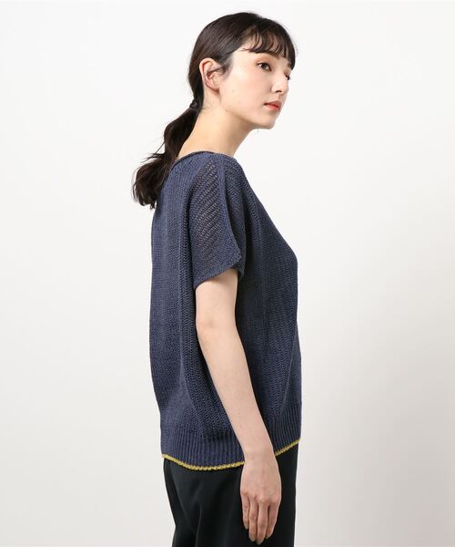 Q（キュー）の「ホールガーメント ストローヤーンニット（ニット/セーター・レディース・ベージュ/ネイビー/マスタード・MEDIUM）」の13枚目の写真