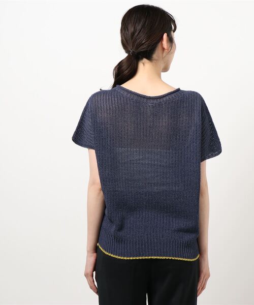 Q（キュー）の「ホールガーメント ストローヤーンニット（ニット/セーター・レディース・ベージュ/ネイビー/マスタード・MEDIUM）」の14枚目の写真