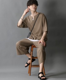 SITRY | 麻混 ドロップショルダーキーネック＆ワイドバルーンクロップド セットアップ/ワンマイルウェア(その他ルームウェア)