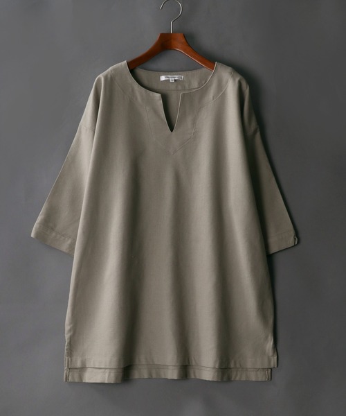 SITRY（シトリー）の「麻混 ドロップショルダーキーネック＆ワイドバルーン クロップド セットアップ/ワンマイルウェア（その他ルームウェア・メンズ・ブラック/ベージュ/ブラウン/ブルーグレー・M/L）」の13枚目の写真