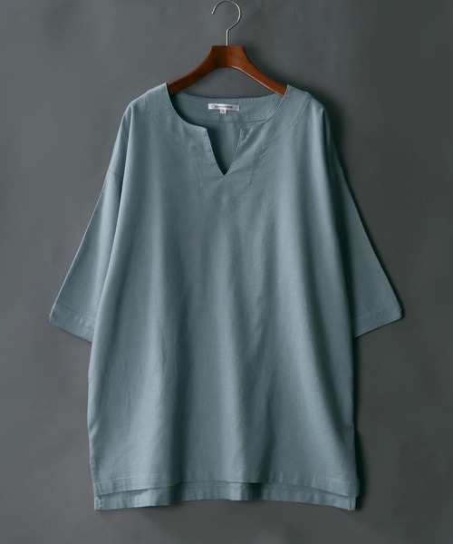 SITRY（シトリー）の「麻混 ドロップショルダーキーネック＆ワイドバルーン クロップド セットアップ/ワンマイルウェア（その他ルームウェア・メンズ・ブラック/ベージュ/ブラウン/ブルーグレー・M/L）」の18枚目の写真