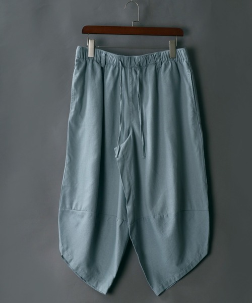 SITRY（シトリー）の「麻混 ドロップショルダーキーネック＆ワイドバルーン クロップド セットアップ/ワンマイルウェア（その他ルームウェア・メンズ・ブラック/ベージュ/ブラウン/ブルーグレー・M/L）」の6枚目の写真