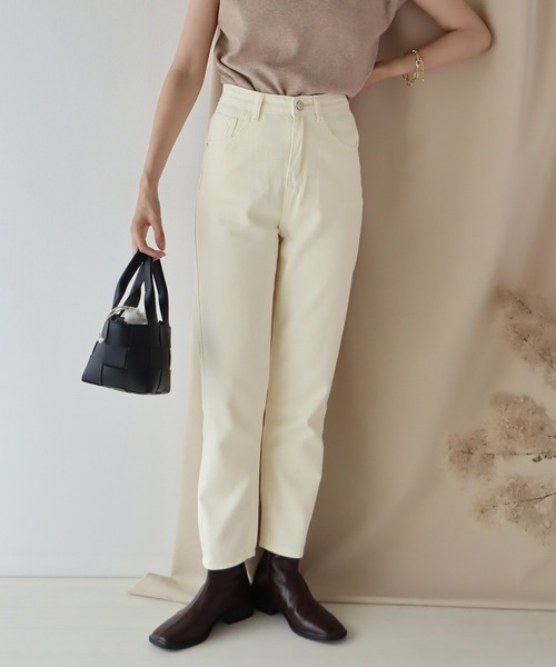 BLUEEAST（ブルーイースト）の「ハイウエストテーパードデニム（デニムパンツ・レディース・ネイビー/ライトブルー/オフホワイト/ブラック・SMALL/MEDIUM/LARGE/X-LARGE）」の19枚目の写真