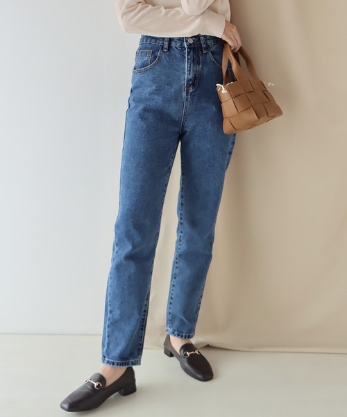 BLUEEAST（ブルーイースト）の「ハイウエストテーパードデニム（デニムパンツ・レディース・ネイビー/ライトブルー/オフホワイト/ブラック・SMALL/MEDIUM/LARGE/X-LARGE）」の16枚目の写真