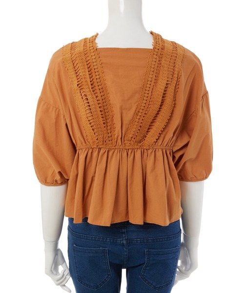 fifth（フィフス）の「ボリュームスリーブレース切替ブラウス（シャツ/ブラウス・レディース・ホワイト/ブラック/オレンジ・MEDIUM）」の4枚目の写真