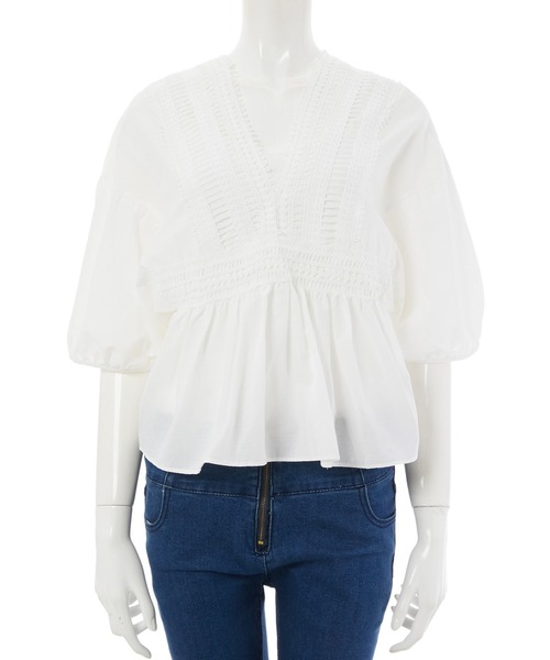 fifth（フィフス）の「ボリュームスリーブレース切替ブラウス（シャツ/ブラウス・レディース・ホワイト/ブラック/オレンジ・MEDIUM）」の13枚目の写真