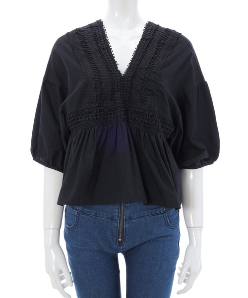 fifth（フィフス）の「ボリュームスリーブレース切替ブラウス（シャツ/ブラウス・レディース・ホワイト/ブラック/オレンジ・MEDIUM）」の7枚目の写真