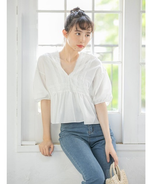 fifth（フィフス）の「ボリュームスリーブレース切替ブラウス（シャツ/ブラウス・レディース・ホワイト/ブラック/オレンジ・MEDIUM）」の20枚目の写真