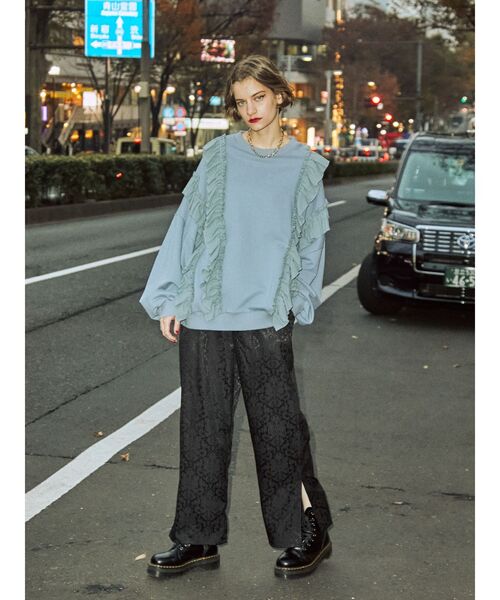 jouetie（ジュエティ）の「ジャガードストレートパンツ（その他パンツ・レディース・ピンク/ブラック/ブルー・MEDIUM）」の6枚目の写真