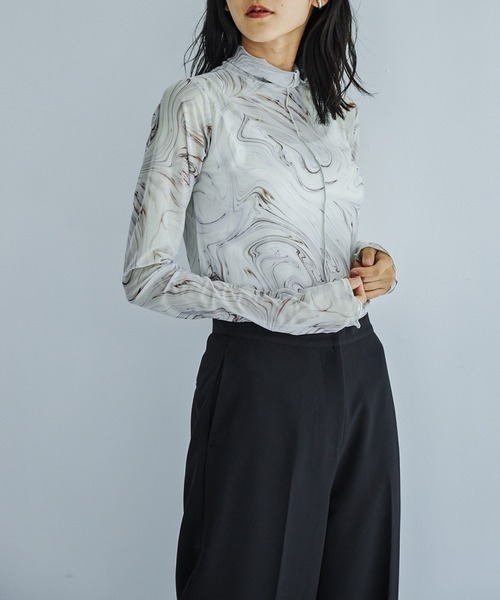 VACANCY（ヴァカンシー）の「マーブル柄シアーインナー（Tシャツ/カットソー・レディース・ブラウン/グリーン/ナチュラル・FREE）」の14枚目の写真