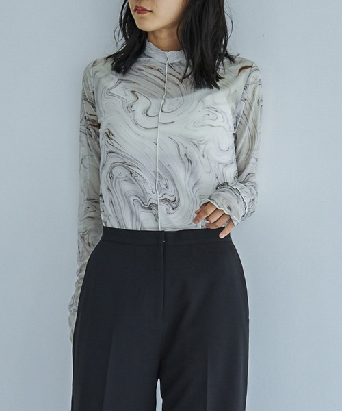 VACANCY（ヴァカンシー）の「マーブル柄シアーインナー（Tシャツ/カットソー・レディース・ブラウン/グリーン/ナチュラル・FREE）」の13枚目の写真