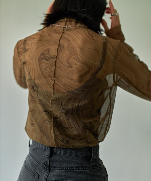 VACANCY（ヴァカンシー）の「マーブル柄シアーインナー（Tシャツ/カットソー・レディース・ブラウン/グリーン/ナチュラル・FREE）」の10枚目の写真