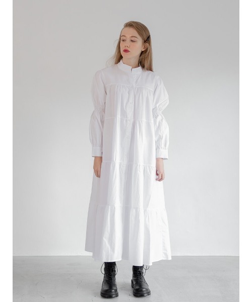 Ayla（アイラ）の「tierd shirt onepiece（シャツワンピース・レディース・ホワイト/ブラック・FREE）」の2枚目の写真