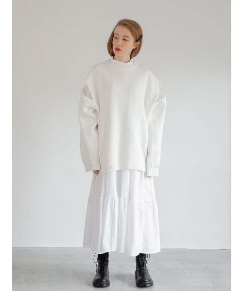 Ayla（アイラ）の「tierd shirt onepiece（シャツワンピース・レディース・ホワイト/ブラック・FREE）」の5枚目の写真