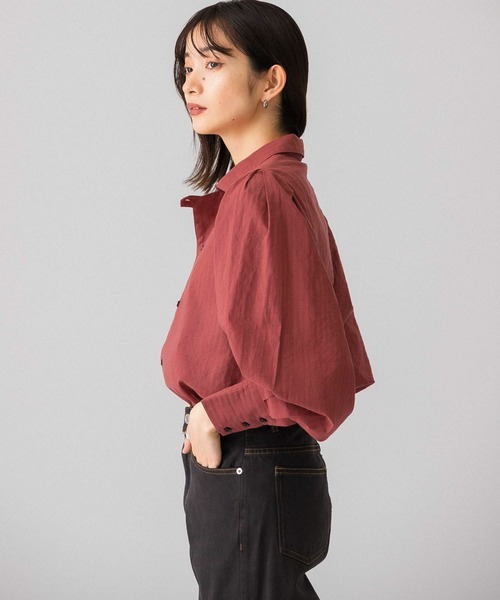 KBF（ケイビーエフ）の「ボリュームスリーブストライプシャツ（シャツ/ブラウス・レディース・ベージュ/ネイビー/バーガンディー・ONE）」の22枚目の写真