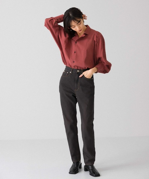 KBF（ケイビーエフ）の「ボリュームスリーブストライプシャツ（シャツ/ブラウス・レディース・ベージュ/ネイビー/バーガンディー・ONE）」の16枚目の写真