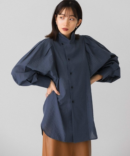 KBF（ケイビーエフ）の「ボリュームスリーブストライプシャツ（シャツ/ブラウス・レディース・ベージュ/ネイビー/バーガンディー・ONE）」の20枚目の写真