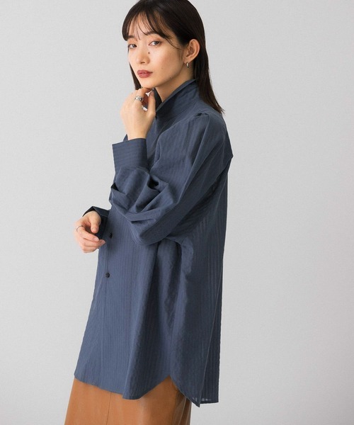 KBF（ケイビーエフ）の「ボリュームスリーブストライプシャツ（シャツ/ブラウス・レディース・ベージュ/ネイビー/バーガンディー・ONE）」の17枚目の写真