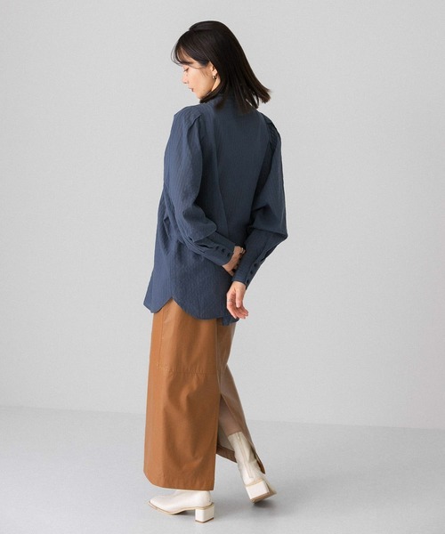 KBF（ケイビーエフ）の「ボリュームスリーブストライプシャツ（シャツ/ブラウス・レディース・ベージュ/ネイビー/バーガンディー・ONE）」の11枚目の写真