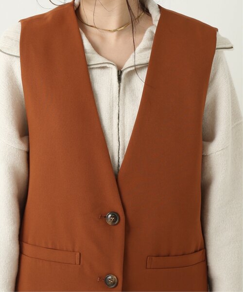 RAY CASSIN（レイカズン）の「ダブルクロスノーカラージレ セットアップ可（ベスト・レディース・ブラック/ベージュ/モスグリーン/テラコッタ・FREE）」の21枚目の写真