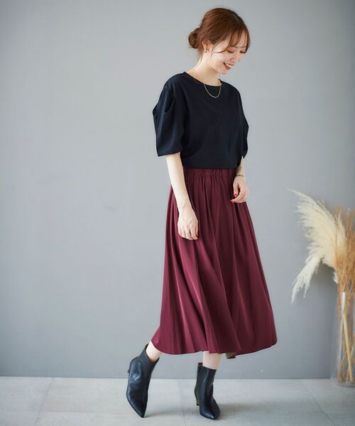 le.coeur blanc（ルクールブラン）の「リバーシブルタフタギャザースカート（スカート・レディース・ベージュ/ダークグレー/ボルドー・38/36）」の4枚目の写真