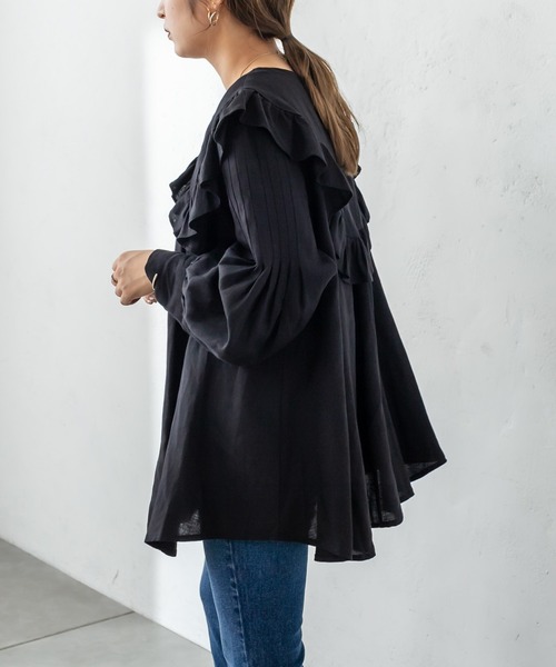 mystic（ミスティック）の「ビッグフリルシャツ（シャツ/ブラウス・レディース・ブラック/オフホワイト・FREE）」の16枚目の写真