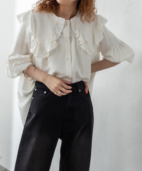 mystic（ミスティック）の「ビッグフリルシャツ（シャツ/ブラウス・レディース・ブラック/オフホワイト・FREE）」の19枚目の写真