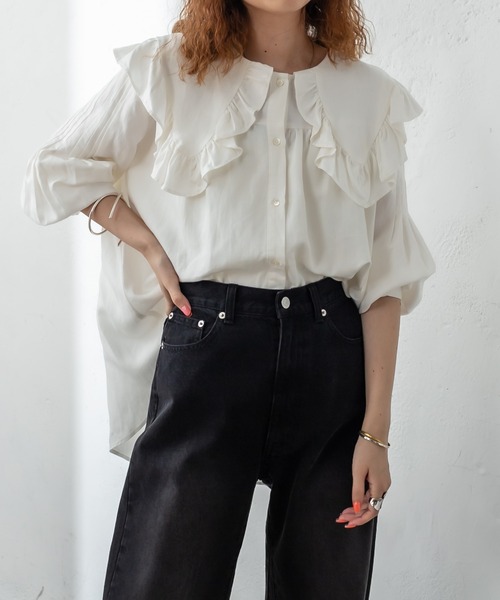 mystic（ミスティック）の「ビッグフリルシャツ（シャツ/ブラウス・レディース・ブラック/オフホワイト・FREE）」の8枚目の写真