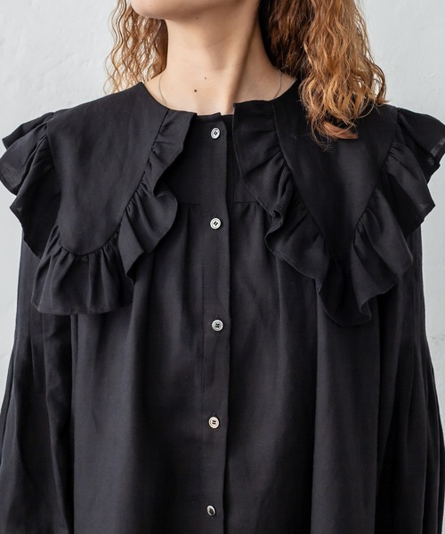 mystic（ミスティック）の「ビッグフリルシャツ（シャツ/ブラウス・レディース・ブラック/オフホワイト・FREE）」の15枚目の写真