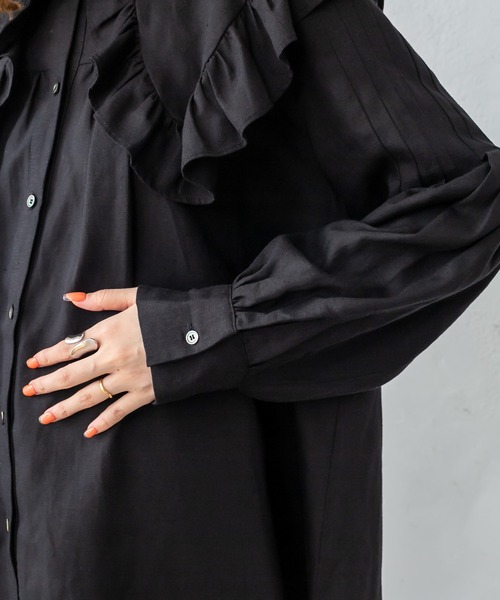 mystic（ミスティック）の「ビッグフリルシャツ（シャツ/ブラウス・レディース・ブラック/オフホワイト・FREE）」の20枚目の写真