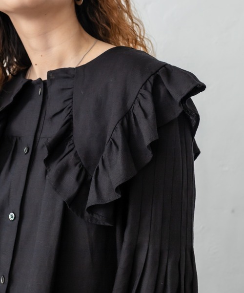 mystic（ミスティック）の「ビッグフリルシャツ（シャツ/ブラウス・レディース・ブラック/オフホワイト・FREE）」の9枚目の写真