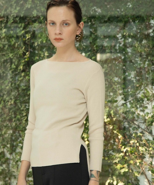 ANT（アント）の「セブンスリーブリブニット【ANT】（ニット/セーター・レディース・ブラック/グリーン/アイボリー/マスタード・FREE）」の2枚目の写真