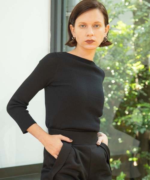 ANT（アント）の「セブンスリーブリブニット【ANT】（ニット/セーター・レディース・ブラック/グリーン/アイボリー/マスタード・FREE）」の3枚目の写真