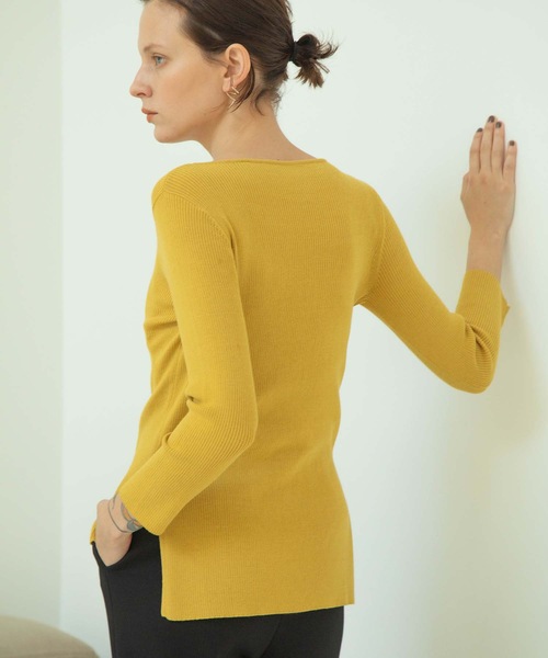 ANT（アント）の「セブンスリーブリブニット【ANT】（ニット/セーター・レディース・ブラック/グリーン/アイボリー/マスタード・FREE）」の15枚目の写真