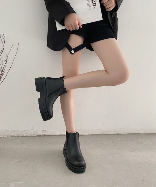 Shoes in Closet（シューズインクローゼット）の「軽量厚底 サイドゴア ショートブーツ 2808（ブーツ・レディース・ブラック/ダークブラウン/アイボリー・LL/S/M/L/XS/3L）」の7枚目の写真