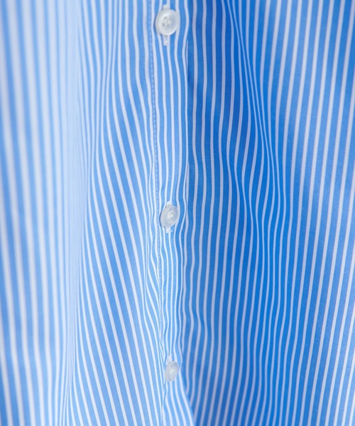 DISCOAT(ディスコート)の「【ZOZO限定】スタンドフリルストライプワンピース(シャツワンピース・レディース・ホワイト/ライトブルー/ブルー/ネイビー/ブラック・FREE)」の12枚目の写真