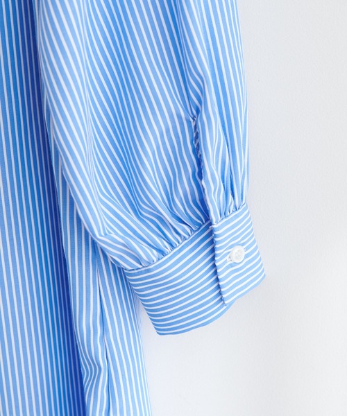 DISCOAT(ディスコート)の「【ZOZO限定】スタンドフリルストライプワンピース(シャツワンピース・レディース・ホワイト/ライトブルー/ブルー/ネイビー/ブラック・FREE)」の13枚目の写真