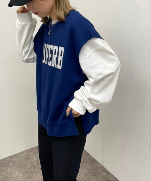 apres jour mignon（アプレジュールミニョン）の「スウェットベスト【ZOZOTOWN限定アイテム】（ベスト・レディース・ナチュラル/ブラック/ブルー・フリー/X-LARGE）」の3枚目の写真