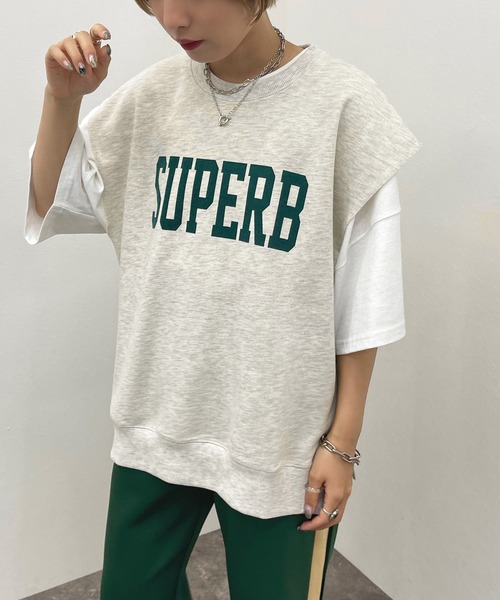 apres jour mignon（アプレジュールミニョン）の「スウェットベスト【ZOZOTOWN限定アイテム】（ベスト・レディース・ナチュラル/ブラック/ブルー・フリー/X-LARGE）」の7枚目の写真