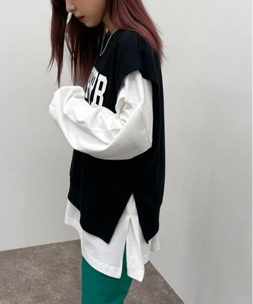 apres jour mignon（アプレジュールミニョン）の「スウェットベスト【ZOZOTOWN限定アイテム】（ベスト・レディース・ナチュラル/ブラック/ブルー・フリー/X-LARGE）」の12枚目の写真