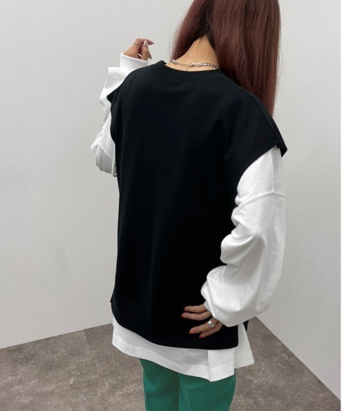 apres jour mignon（アプレジュールミニョン）の「スウェットベスト【ZOZOTOWN限定アイテム】（ベスト・レディース・ナチュラル/ブラック/ブルー・フリー/X-LARGE）」の13枚目の写真