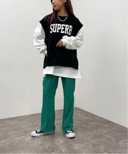 apres jour mignon（アプレジュールミニョン）の「スウェットベスト【ZOZOTOWN限定アイテム】（ベスト・レディース・ナチュラル/ブラック/ブルー・フリー/X-LARGE）」の14枚目の写真